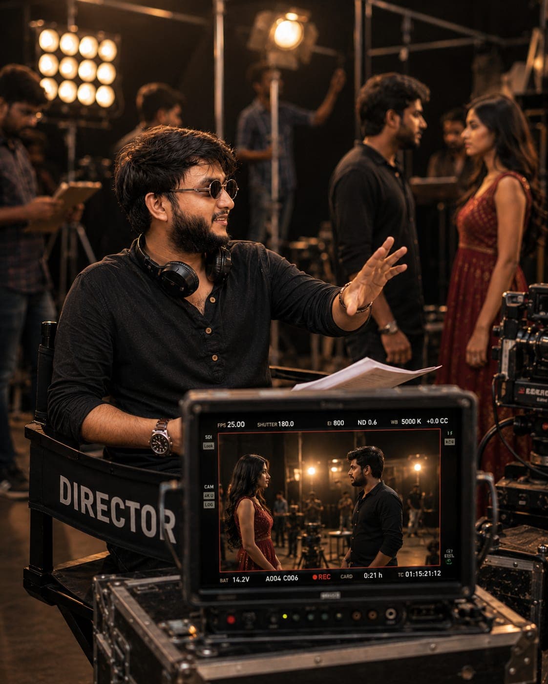 Behind the scenes on set